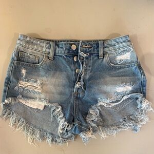 Cello Light Blue Distressed Jean Shorts